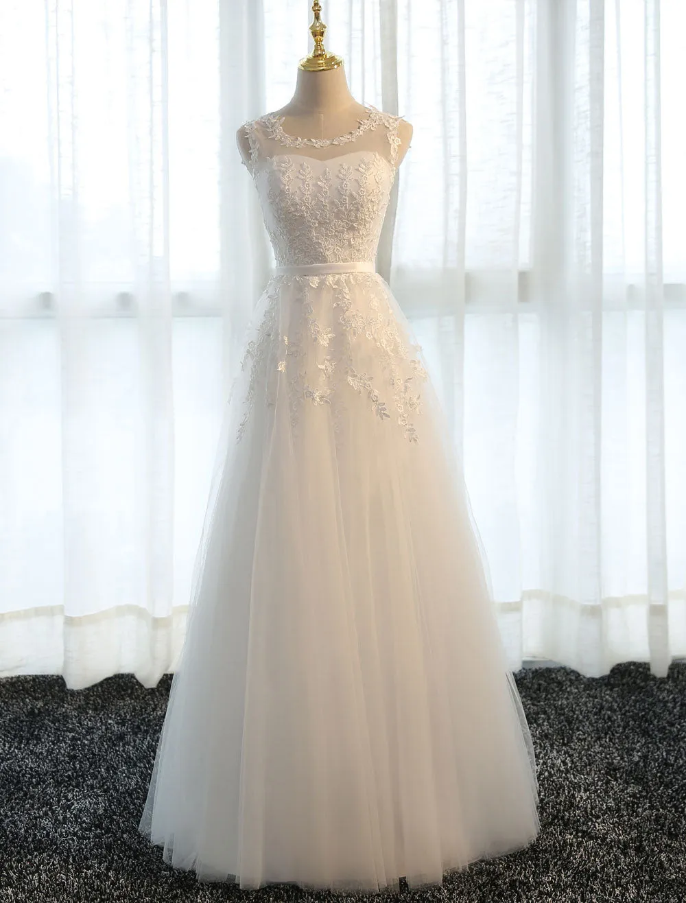 Glamorous Long Evening Dresses Lace Cameo Pink Party Dresses A Line Applique Tulle Maxi Formal Dresses