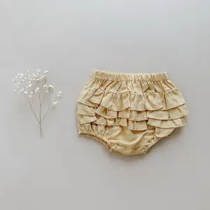 Gold Linen Ruffle Butt Bloomers