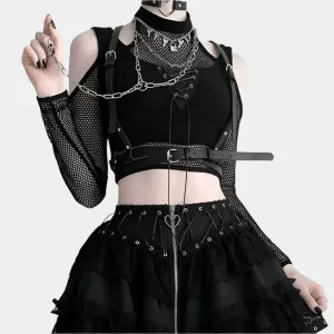 Goth Fishnet Black Tops