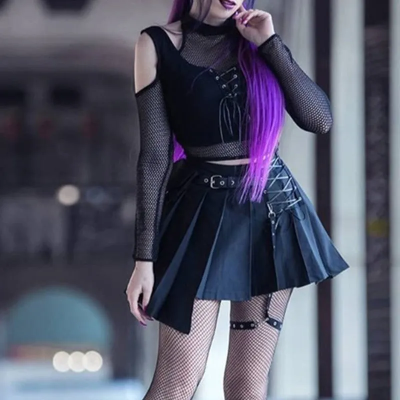 Goth Fishnet Black Tops