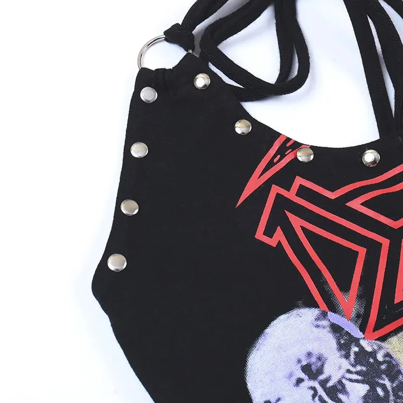 Goth Print Halter Top