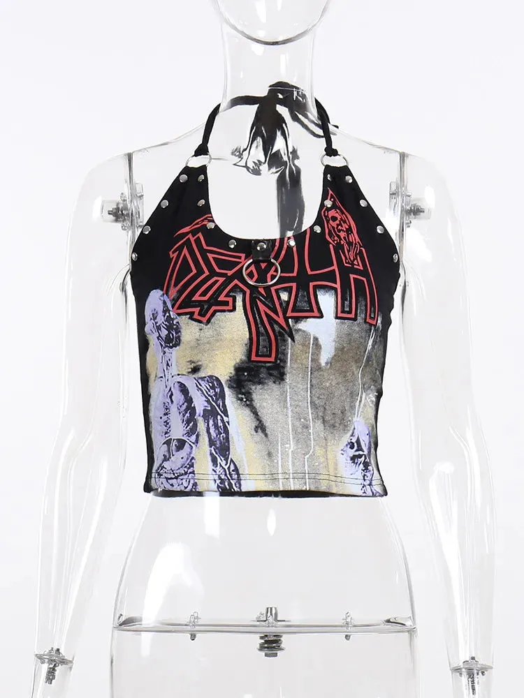 Goth Print Halter Top