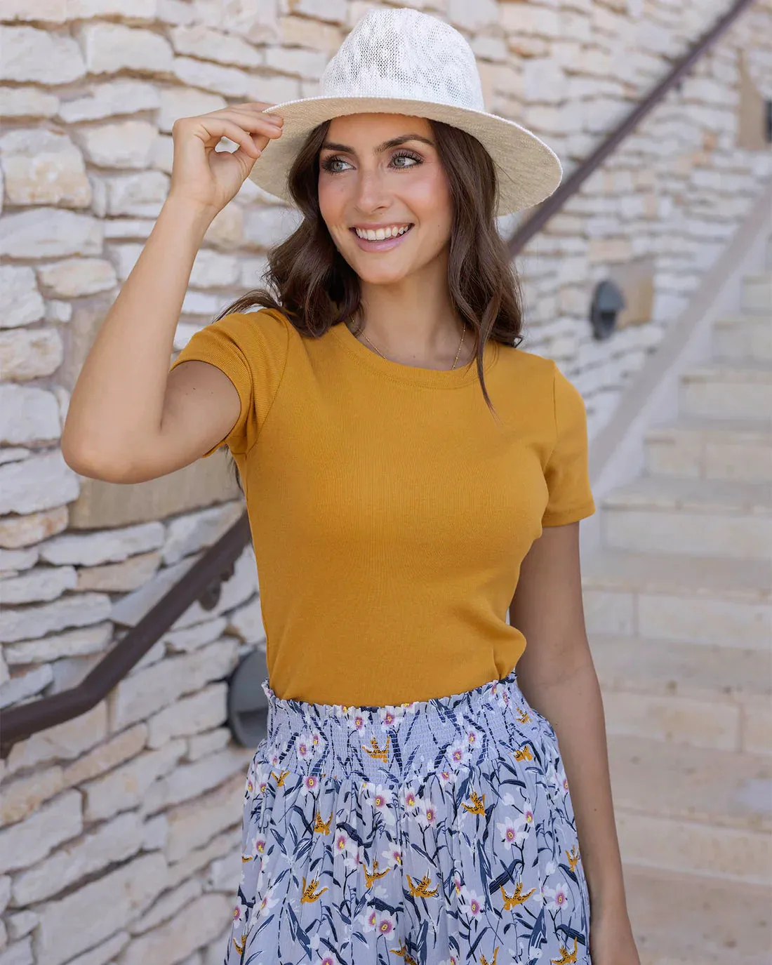 Grace & Lace Cotton Baby Tee - Mustard