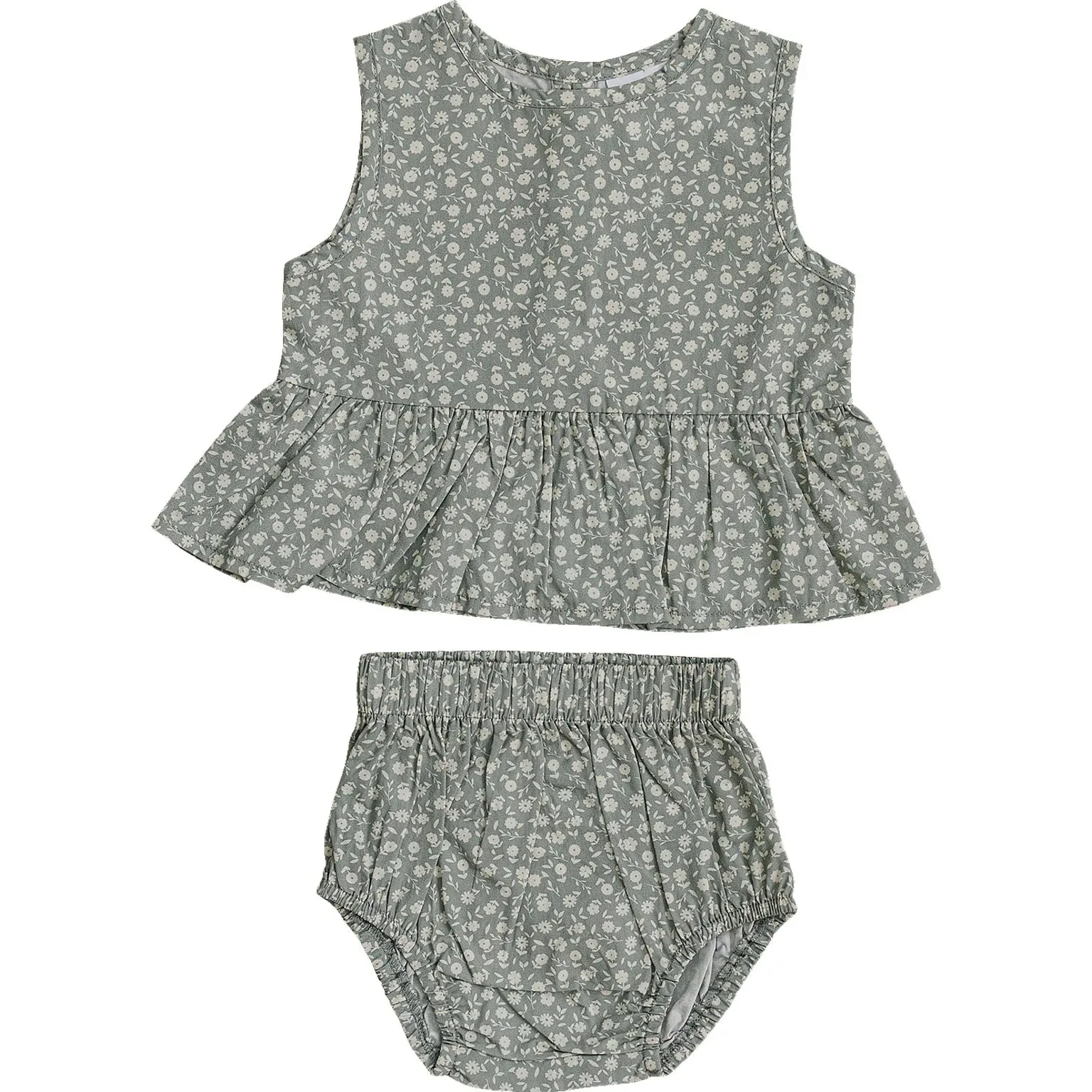Green Floral Peplum Set