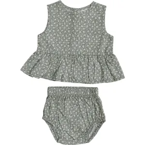 Green Floral Peplum Set