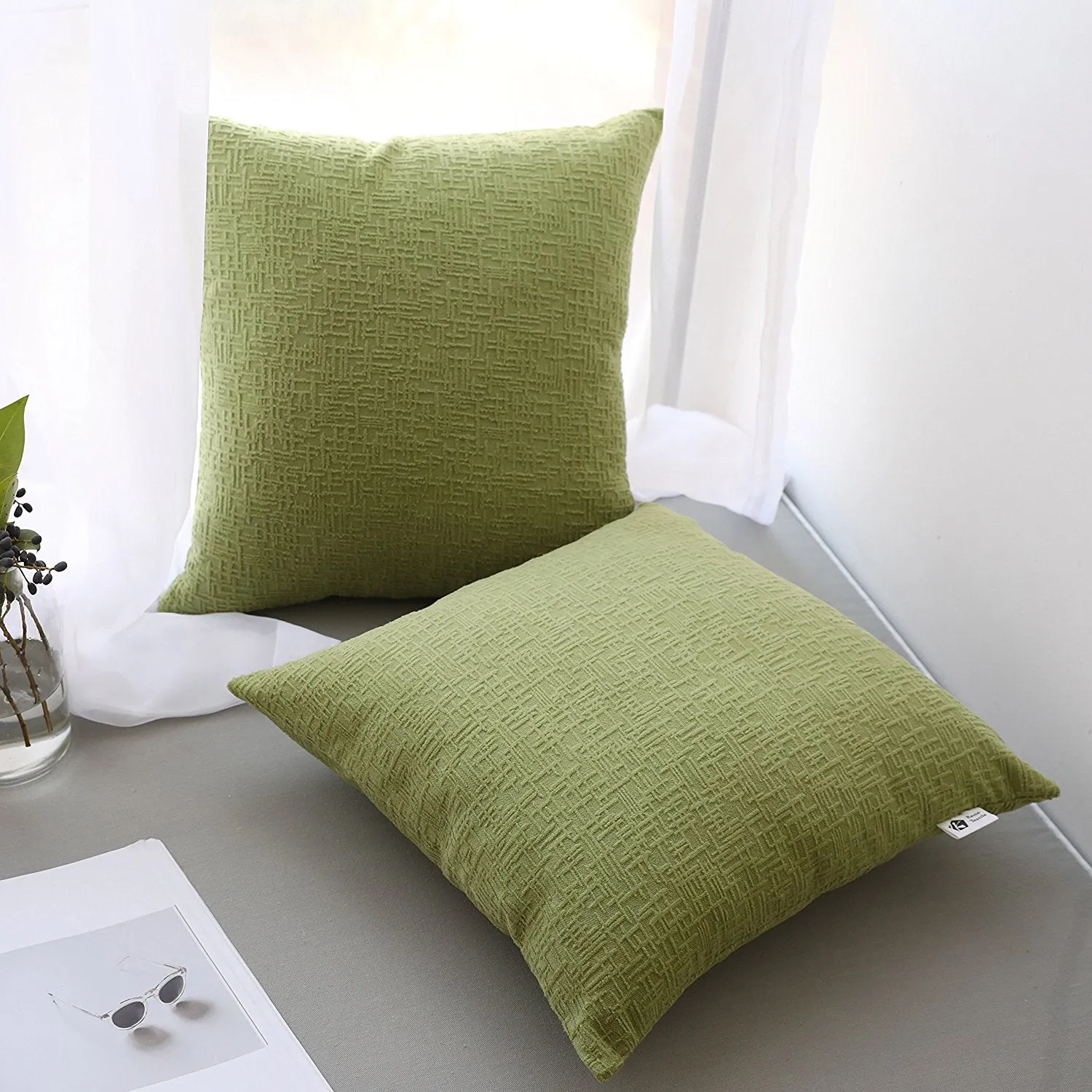 Green pillow covers, 18x18 inch (45cm),Set of 2