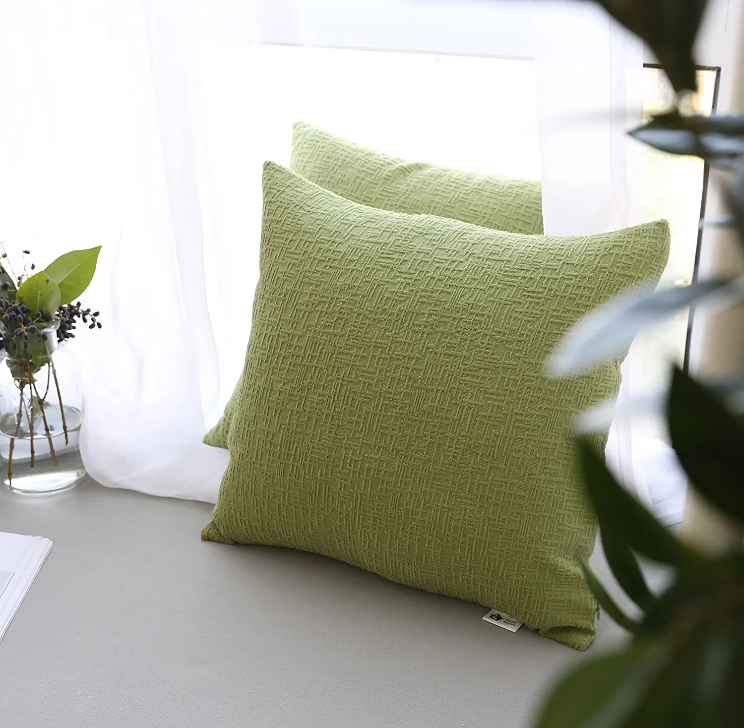 Green pillow covers, 18x18 inch (45cm),Set of 2