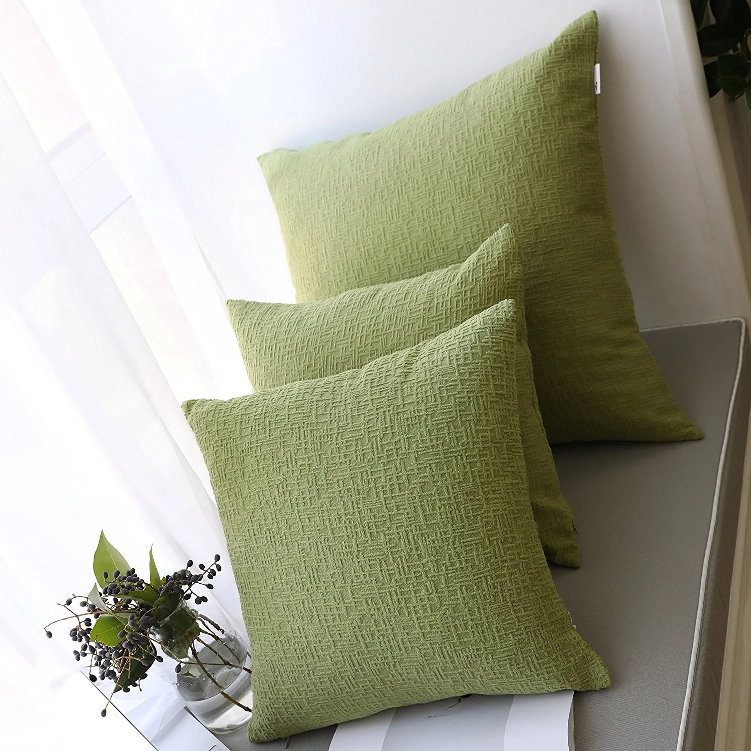 Green pillow covers, 18x18 inch (45cm),Set of 2
