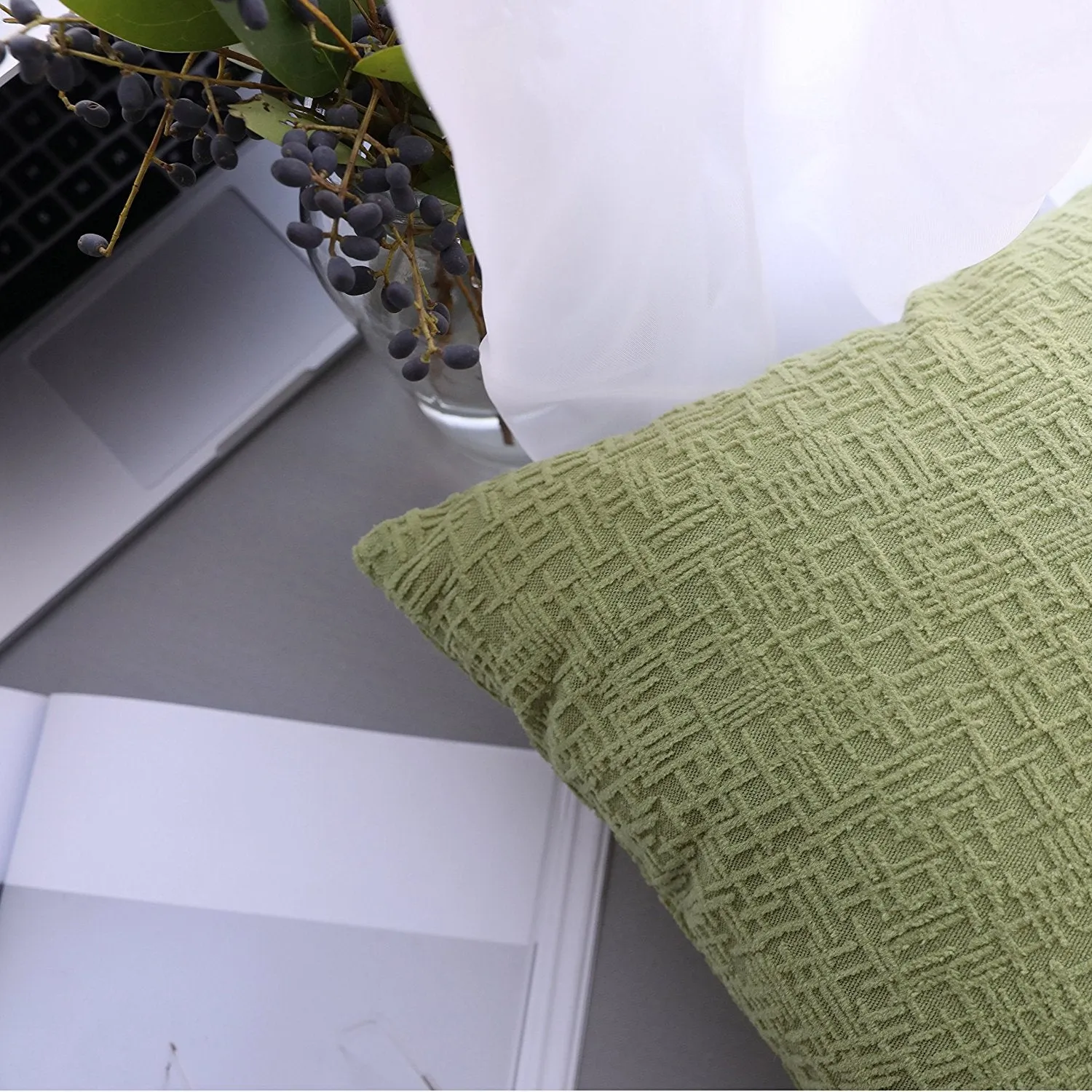 Green pillow covers, 18x18 inch (45cm),Set of 2