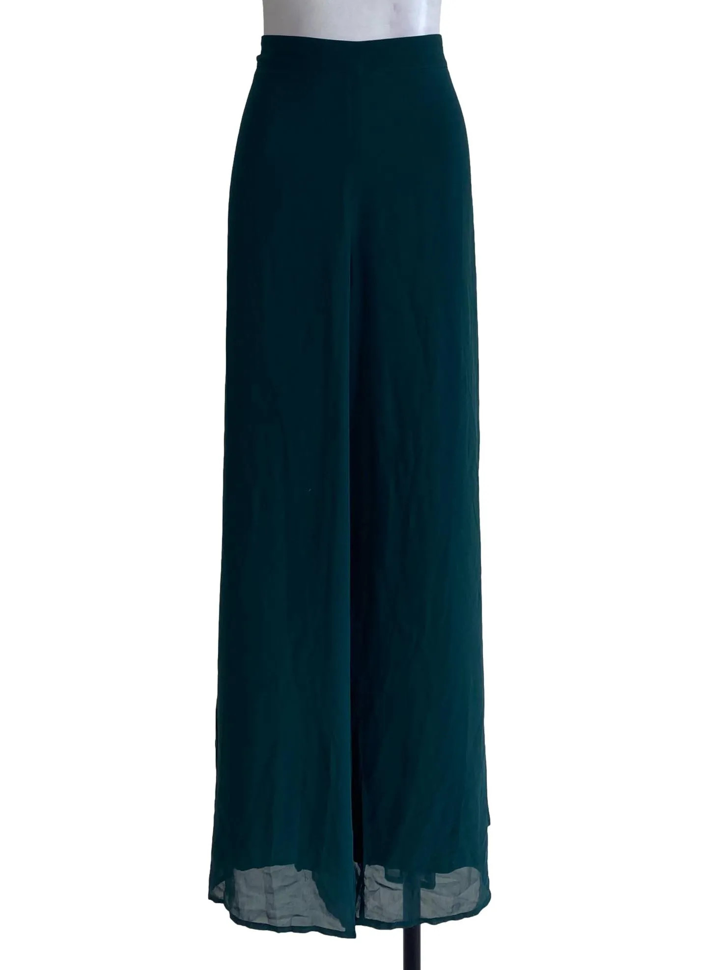 Green Plain Wide Pants