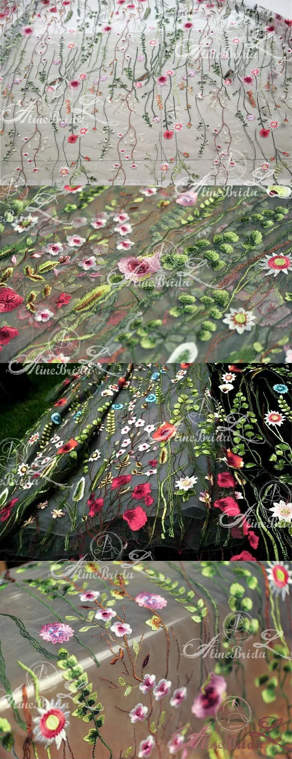 Green Satin Floral Embroidery Spaghetti Strap A-line Prom Dresses,PD00351