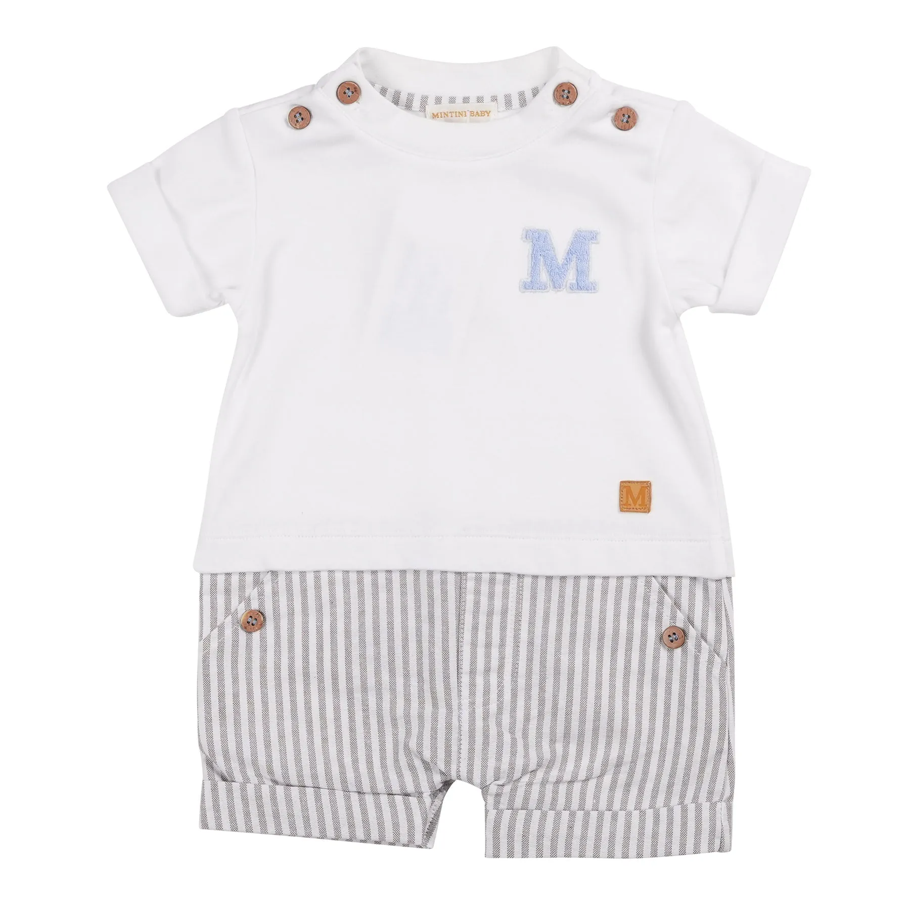 Greige Pinstripe Romper