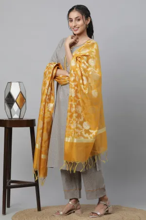 Grey Embellished Kurta, Pants & Dupatta