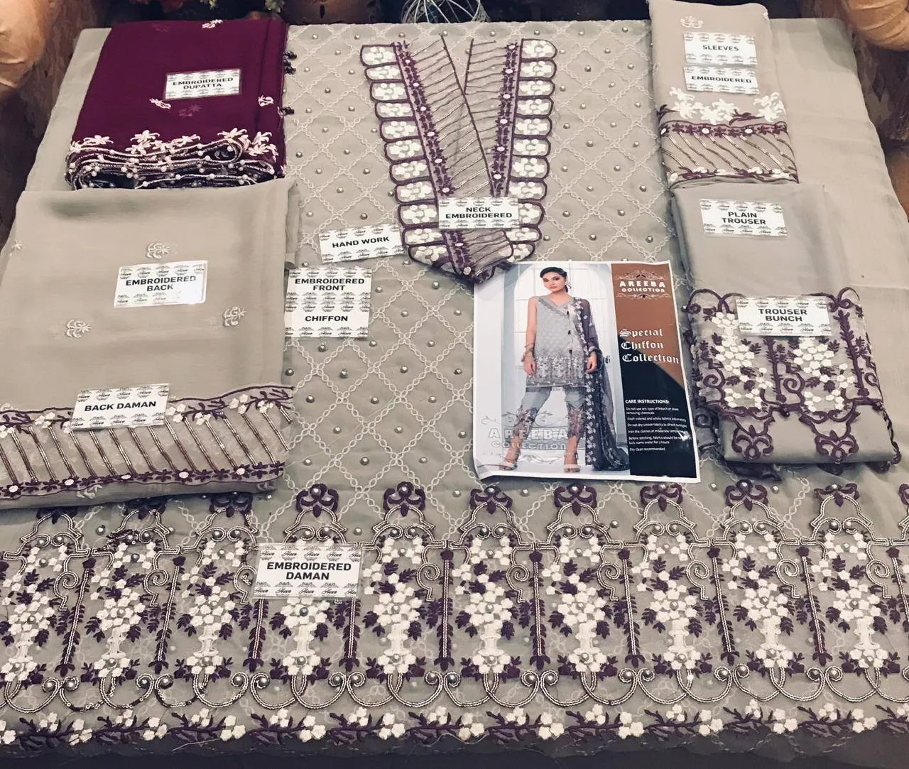 Gulaal Chiffon Dresses - Embroidered Chiffon Dupatta - Replica - Unstitched