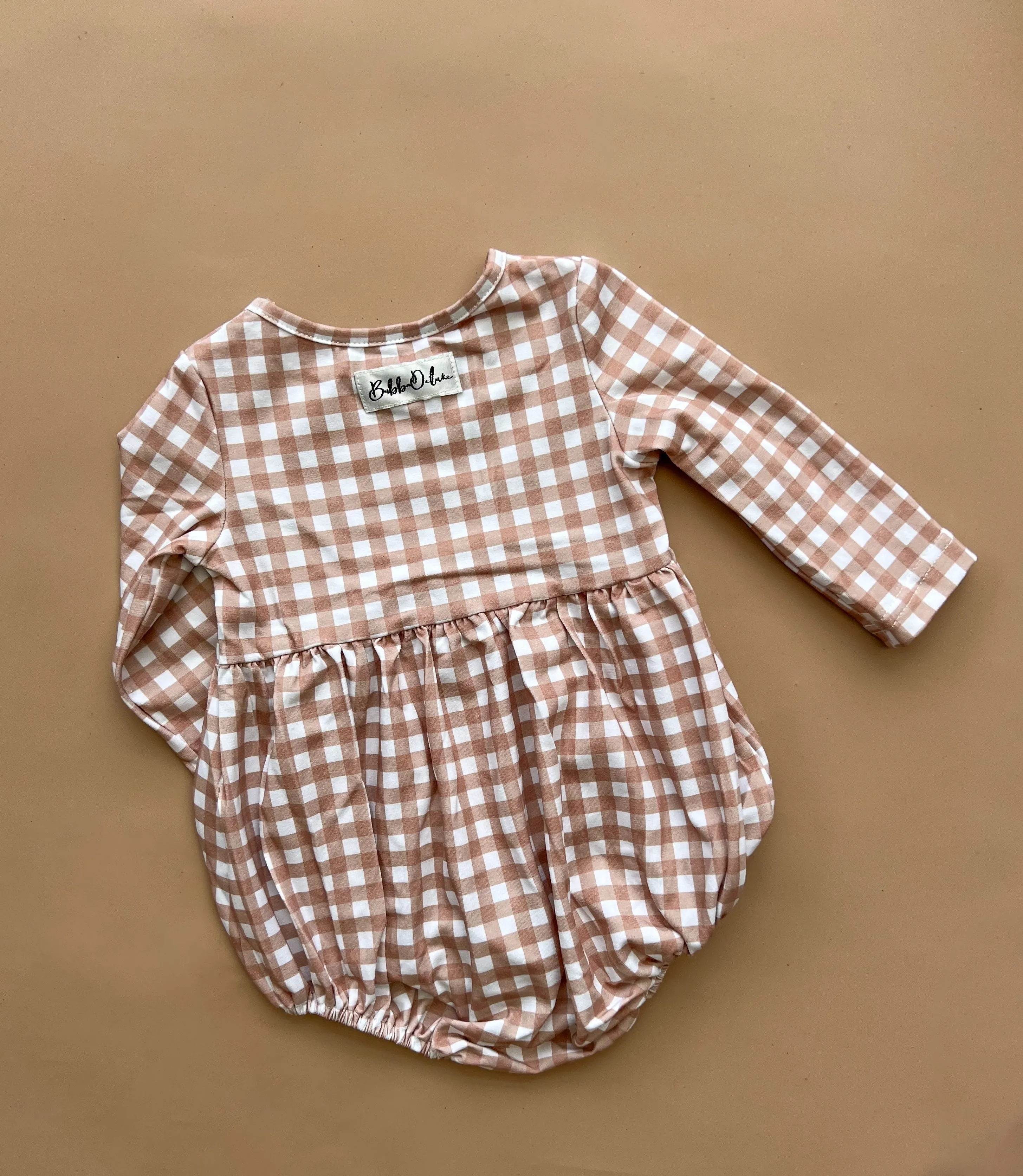 Hadley Romper - Caramel Gingham