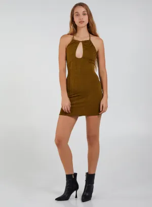 Halter Neck Slinky Mini Dress
