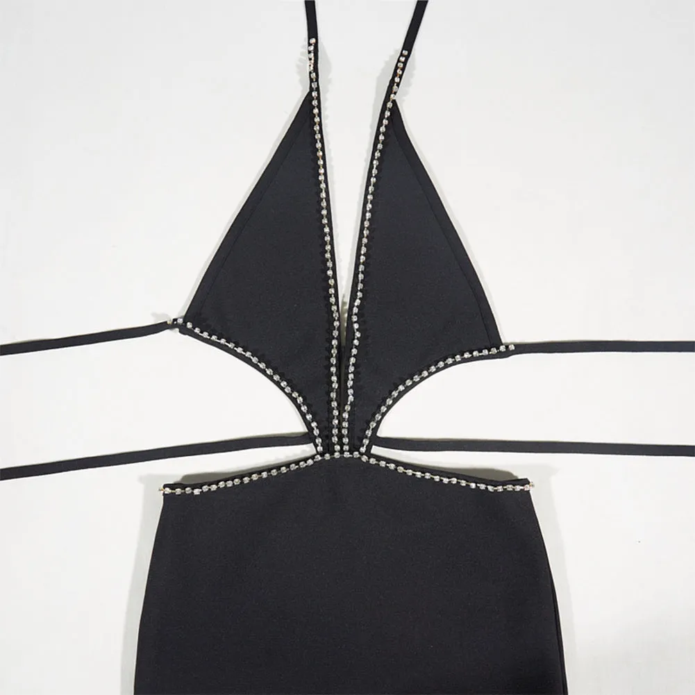 Halter Sleeveless Sexy Mini Bandage Dress PZC2498