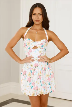 Happy Energy Halter Bubble Mini Dress Floral