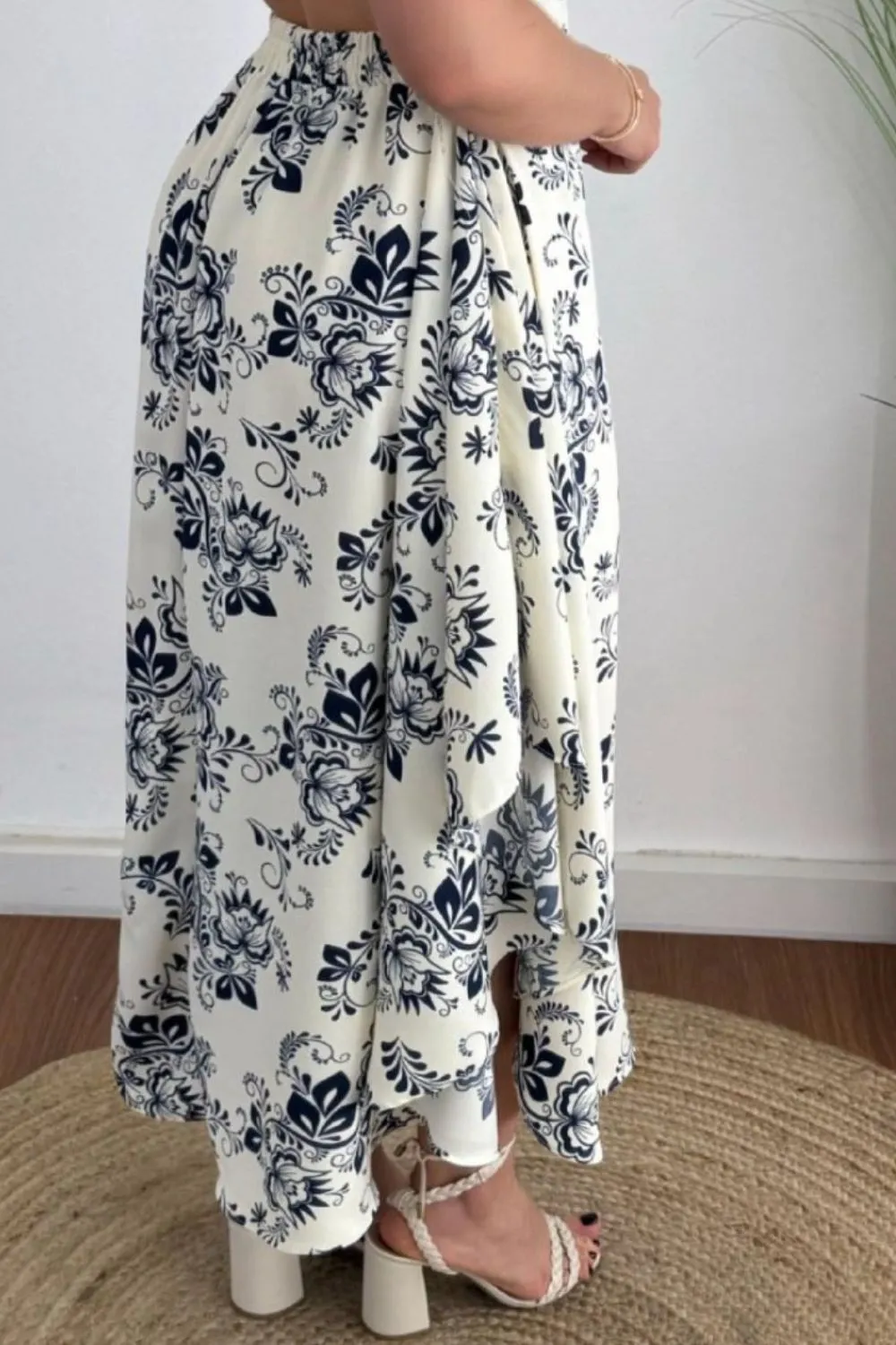 Hazel Blues® |  Smocked Printed Halter Neck Dress