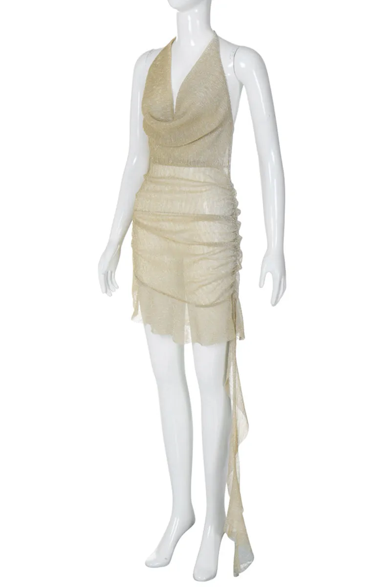HBO2164 Cowl Neck Mini Dress