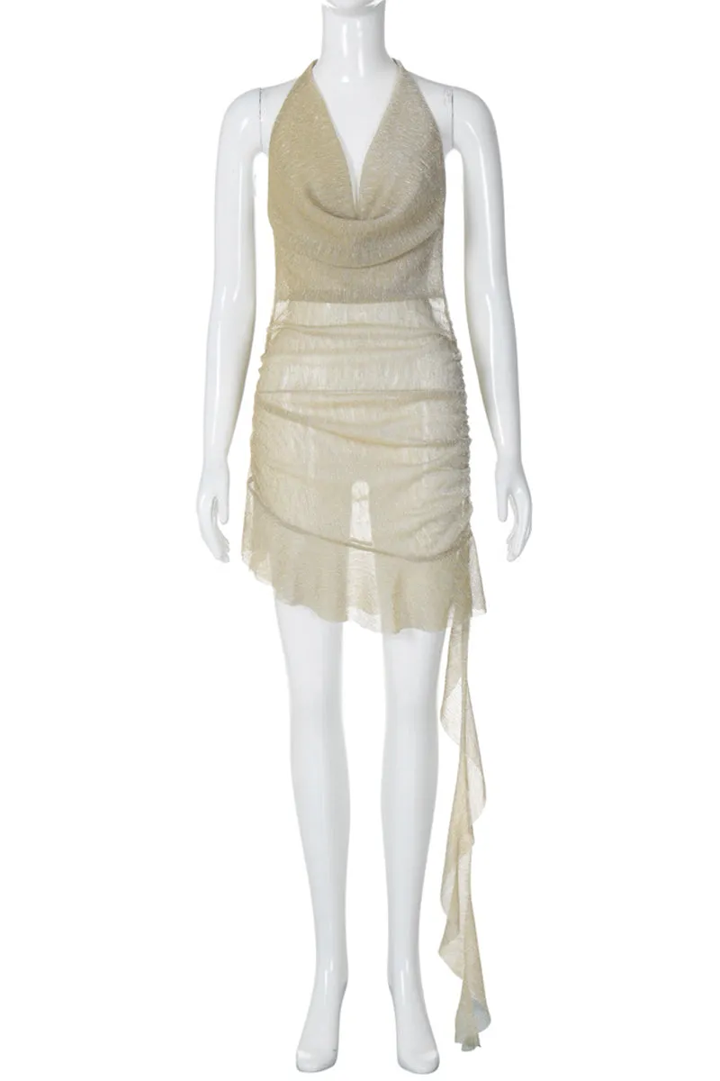 HBO2164 Cowl Neck Mini Dress