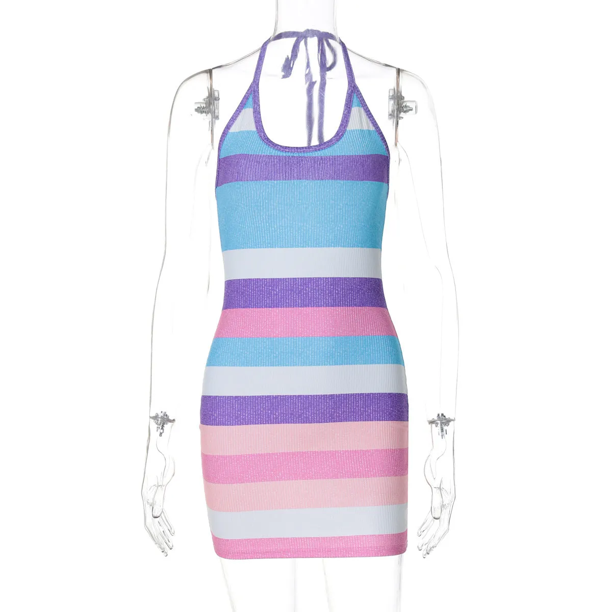 HBP3040 Multicolored Striped Mini Dress