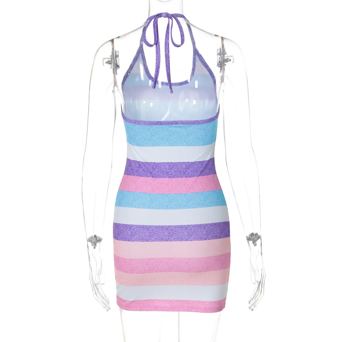 HBP3040 Multicolored Striped Mini Dress