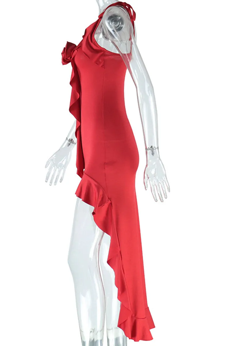 HBP3048 Rose Ruffle Midi Dress