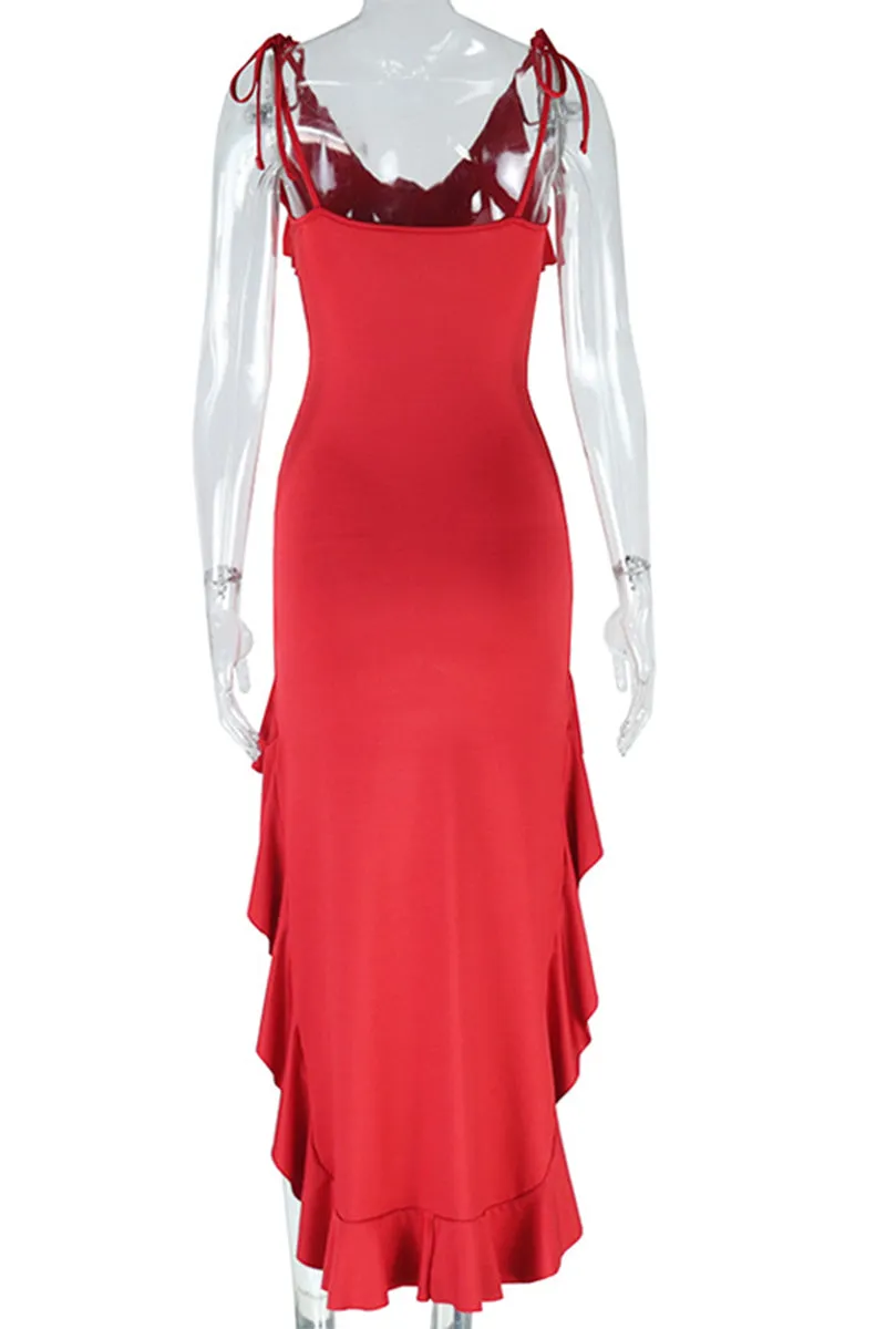 HBP3048 Rose Ruffle Midi Dress