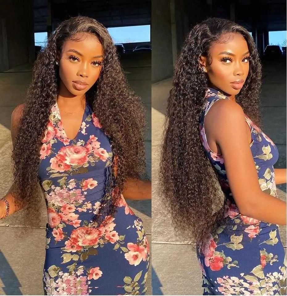 HD Transparent Lace Wig Long Length Curly Wave Human Hair Wigs