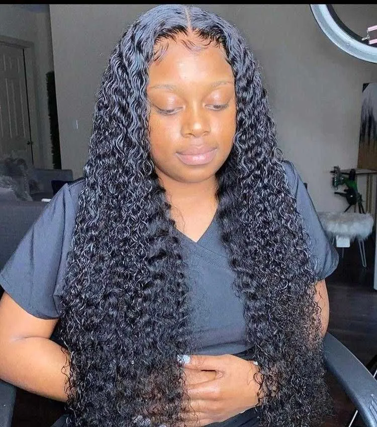 HD Transparent Lace Wig Long Length Curly Wave Human Hair Wigs