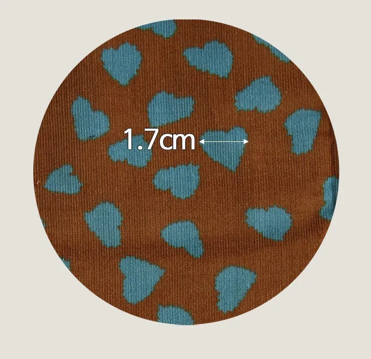 Hearts Fine Wale Cotton Corduroy, Small Wale Cotton Corduroy, Quality Korean Fabric - Pink, Brown, Black - By the Yard /52455