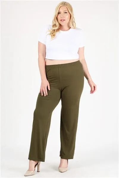 High Waist Plus Size Relaxed Fit Pants Olive - Pack of 6