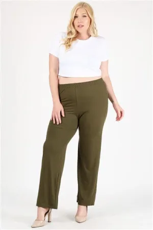 High Waist Plus Size Relaxed Fit Pants Olive - Pack of 6