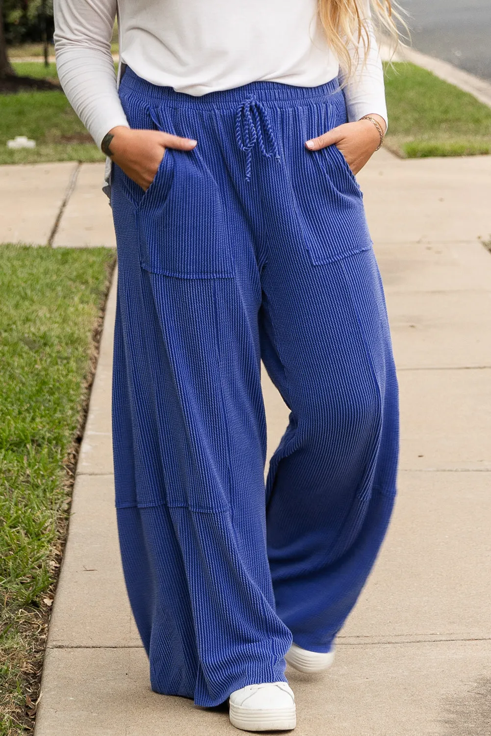 High Waist Plus Size Wide Leg Pants