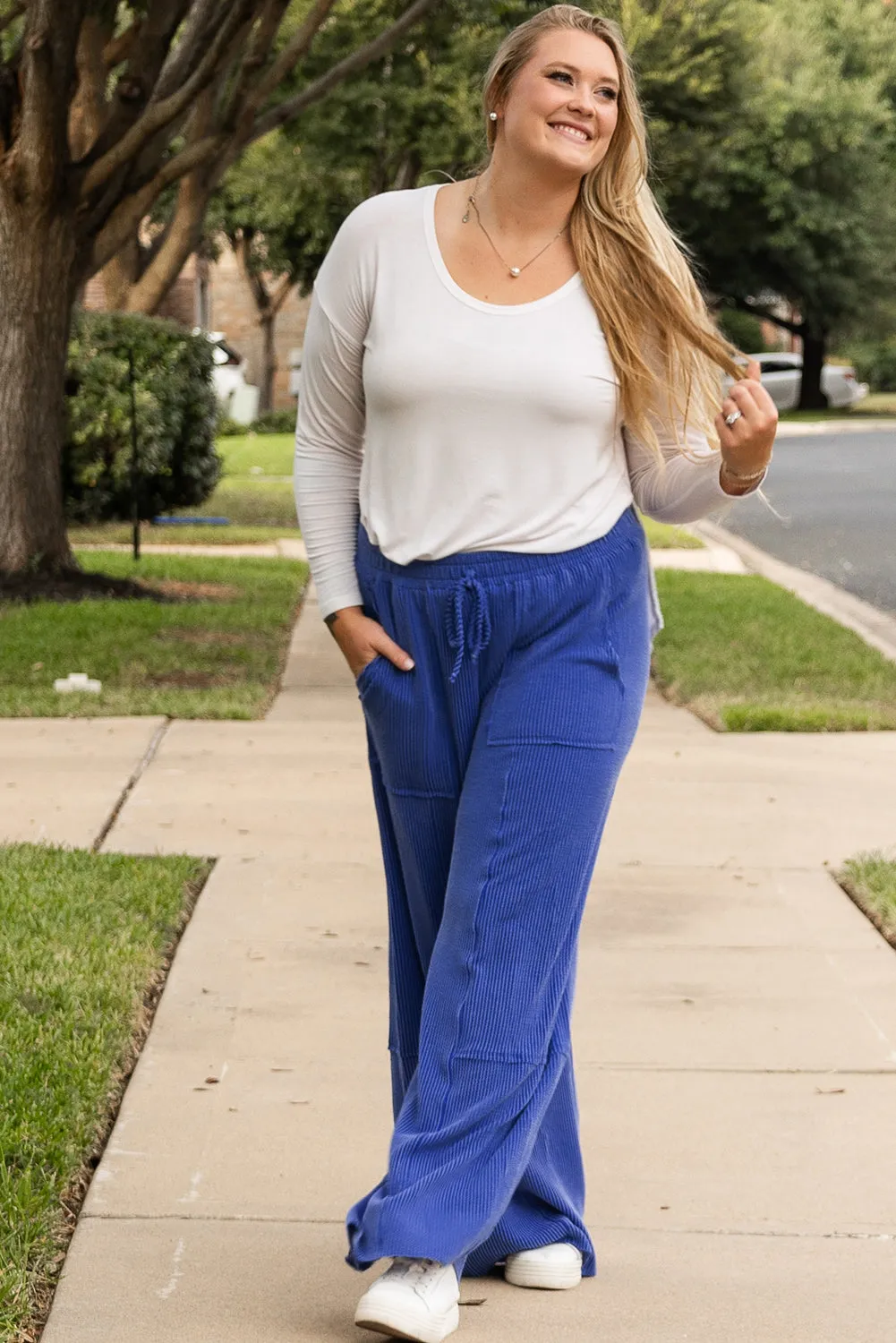 High Waist Plus Size Wide Leg Pants