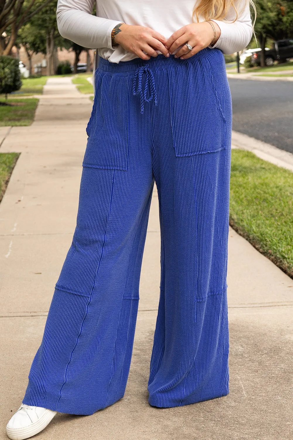 High Waist Plus Size Wide Leg Pants