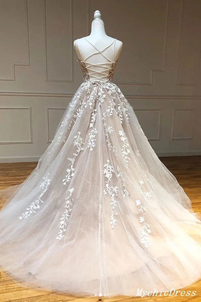 Hot Lace 2024 Prom Dresses Champagne Backless Long Evening Dress