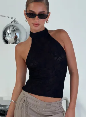 Hotter Than Fire Lace Halter Top Black