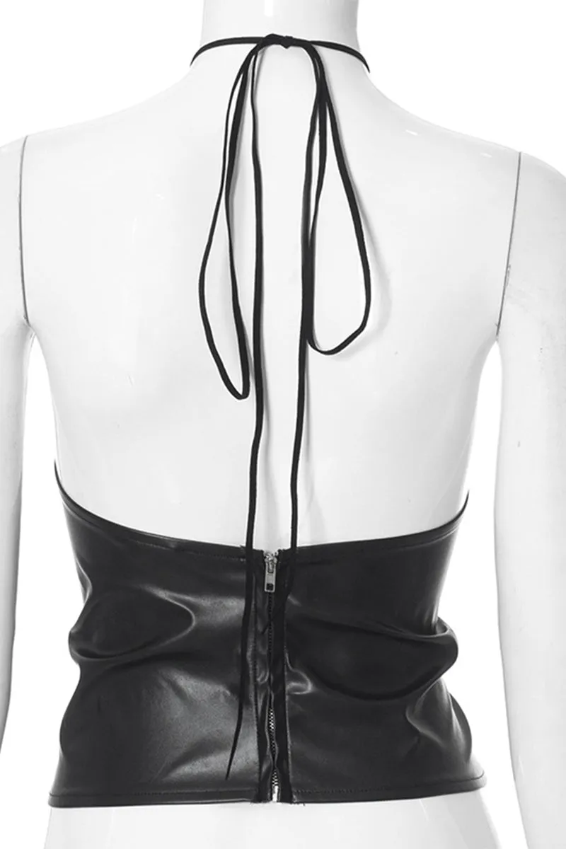 HTP1092 Solid Leather Tank Top