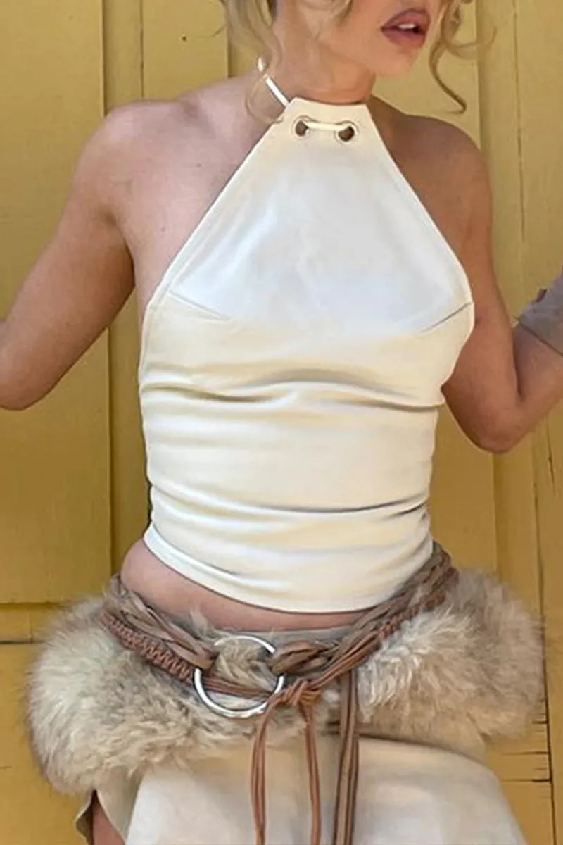 HTP1092 Solid Leather Tank Top