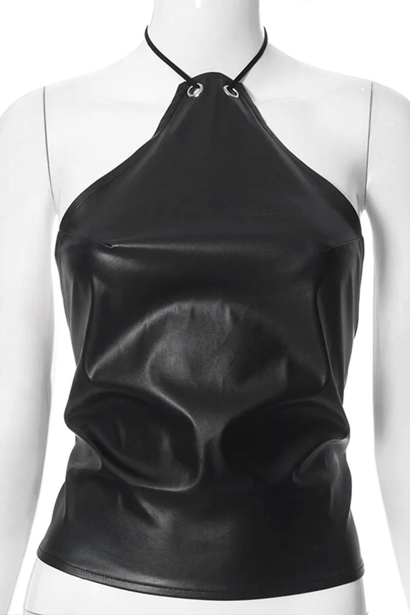 HTP1092 Solid Leather Tank Top
