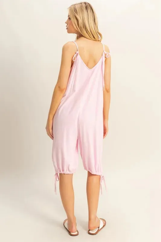 HYFVE V-Neck Pocket Detail Side Tie Hem Romper