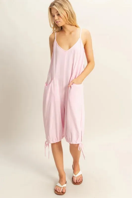 HYFVE V-Neck Pocket Detail Side Tie Hem Romper