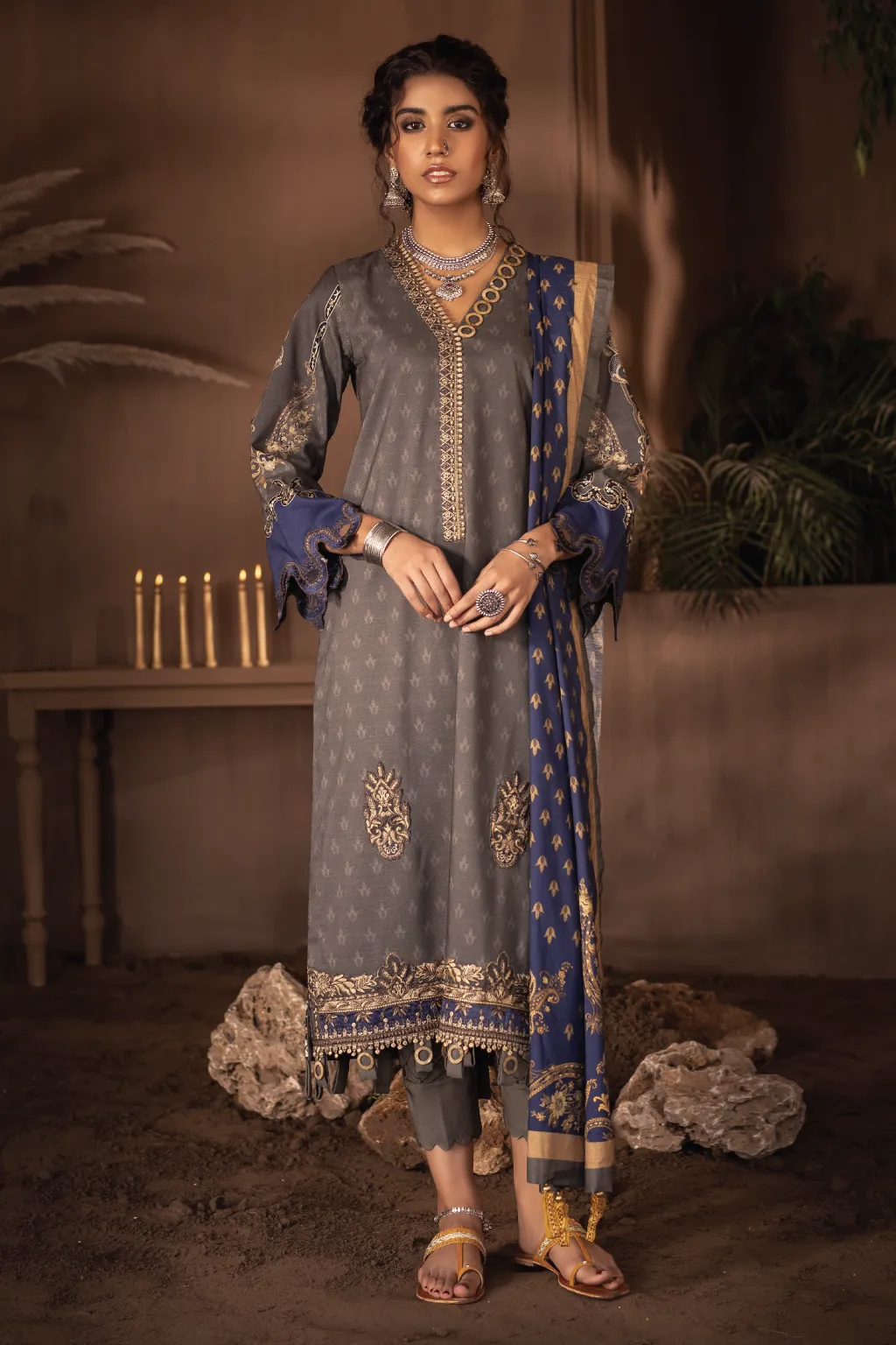ILC-12 ANIZA -3PC | Iznik Zarafshan Linen Collection 2021 | Unstitched Embroidered Linen Organza Suits