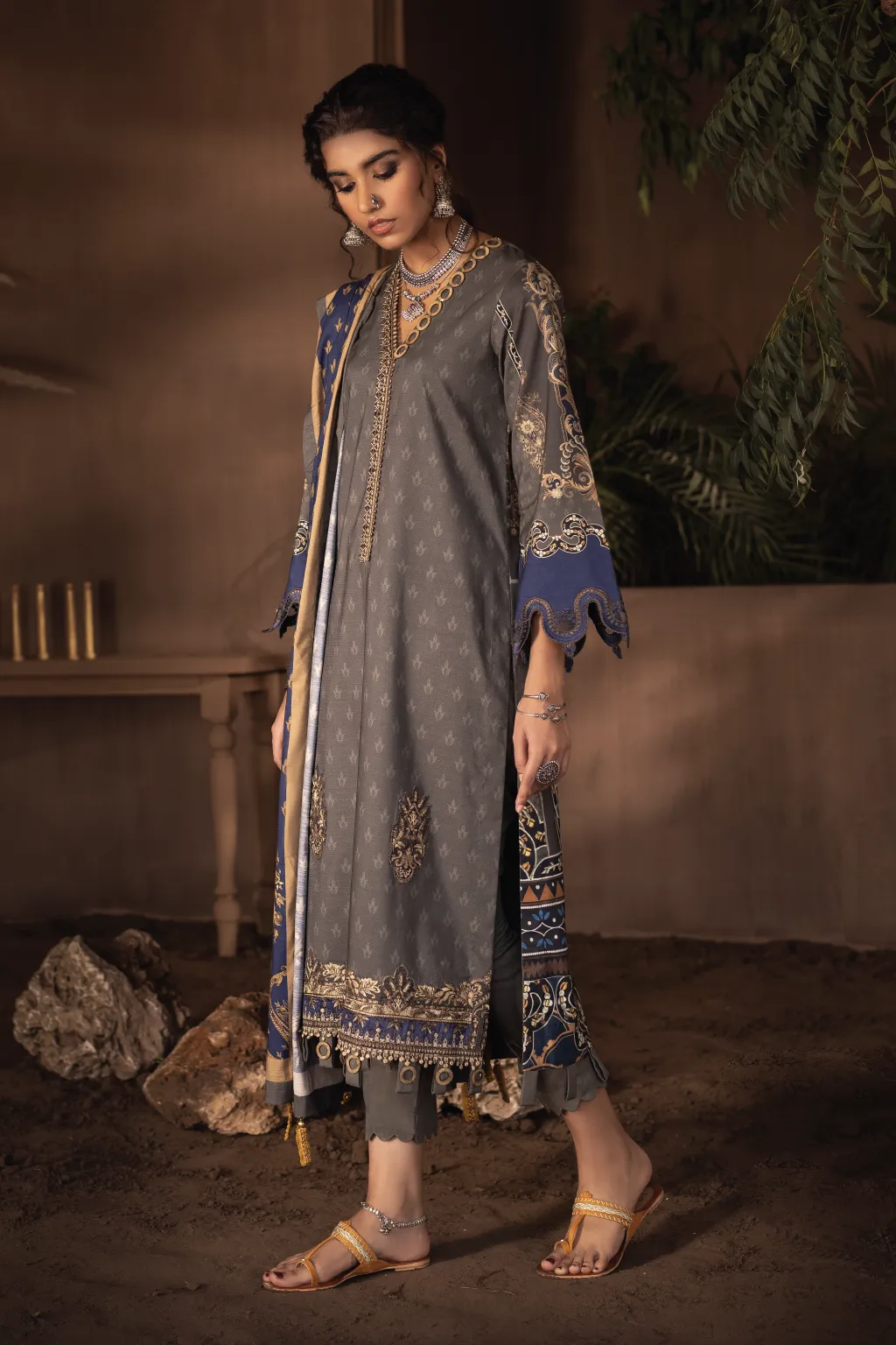 ILC-12 ANIZA -3PC | Iznik Zarafshan Linen Collection 2021 | Unstitched Embroidered Linen Organza Suits