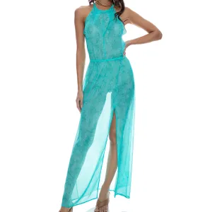IN THE GROOVE - Halter Keyhole Maxi Dress