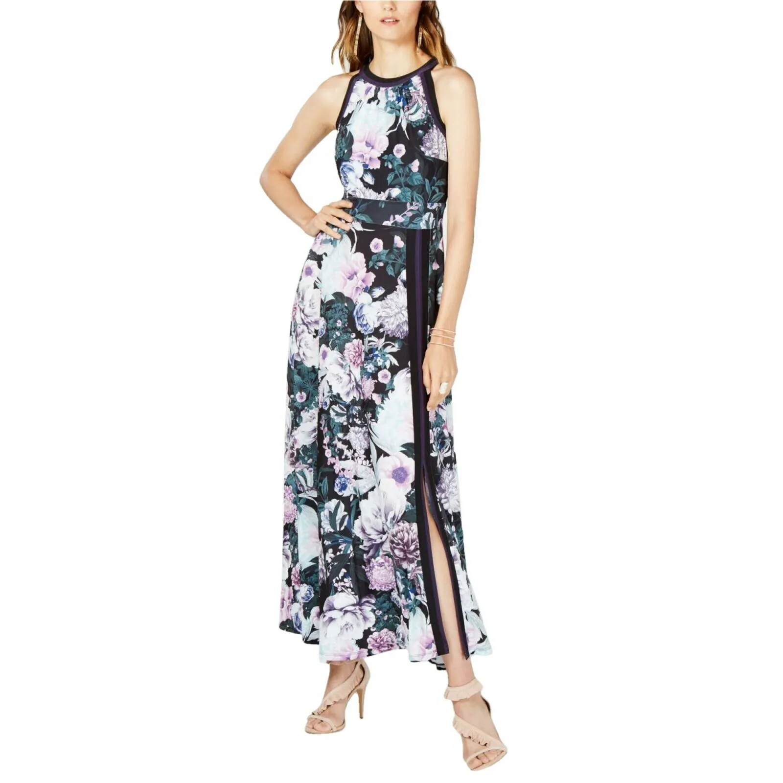 INC International Concepts Women's Floral Varsity-Stripe Maxi Dress