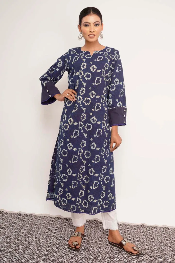 Indigo Dabu Printed Kurta Set