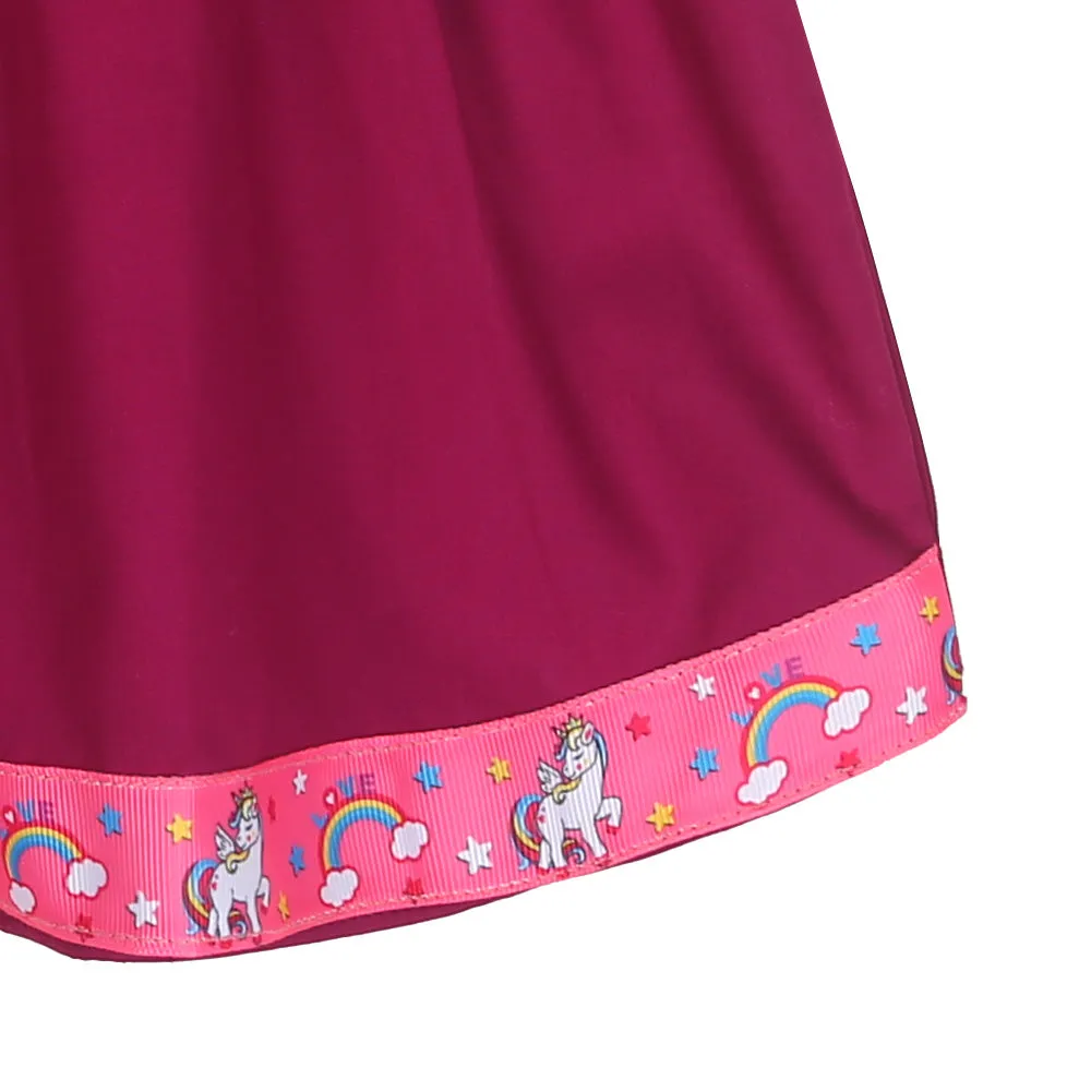 Infants Girls Embroidered Top Flamingo Embroidery - Magenta | Bachaa Party Baby Clothes Girls Tops & T-Shirts